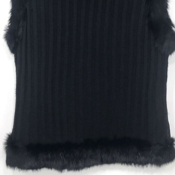 Sisters Black Suede Leather Fur Trim Knit Zip Up Vest - Picture 11 of 13